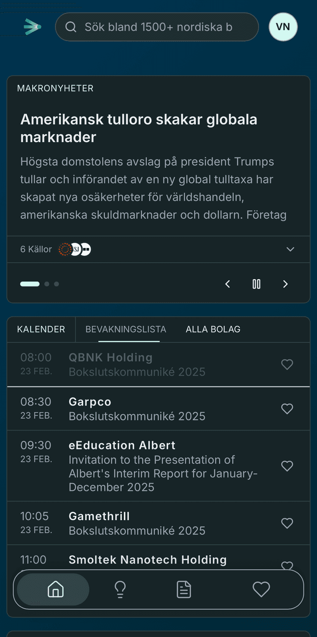 Quanor aktieanalys-app för mobilen